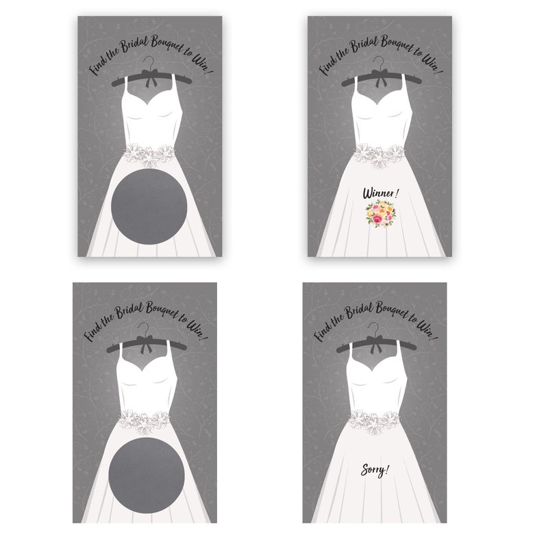 My Scratch Offs Wedding Dress Scratch Off Game Cards 26 Pack, 2 Winners - Bridal Shower Engagement Party Bachelorette Favor - Image 2